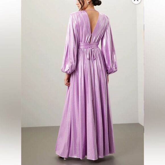 Bronx and Banco Zoe Lilac Lame Shimmer Gown | Size S - Picture 12 of 14